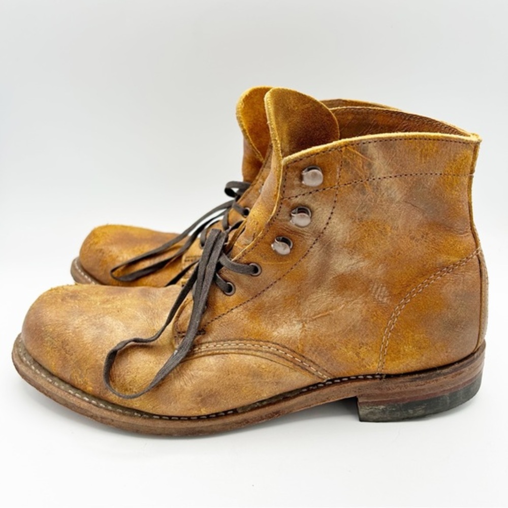 Wolverine 1000 Mile Womens Boots Size 8‎ Golden Brown Leather USA Made Lace Up